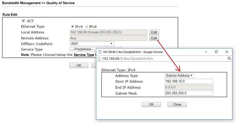 a screenshot of QoS setup on DrayOS 